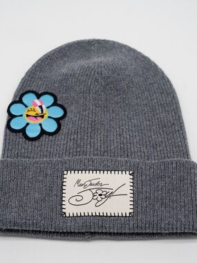 Marc Jacobs Hattie Stewart Beanie Hat Grey Flower